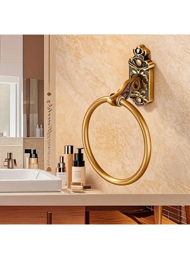 Black Golden Ancient Color Wall Mounted Round Bath Towel Rack Heavy Duty Space Saving Shower Shelf - Image 2